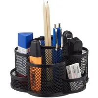 relaxdays Organizer Stifthalter 7 Ablagen Metall, schwarz
