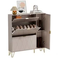 UEV Schuhschrank mit 4 Klappen schmal Schuhkipper Schuhregal (Packung, 105x24x120cm) verstellbare und herausnehmbare Trennwände für verschiedene Schuhtypen