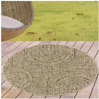 Carpetia Outdoorteppich In- & Outdoorteppich Jute-Look, rund, Höhe: 5 mm, robuste Struktur wetterfest & pflegeleicht