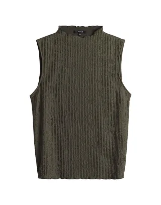 Opus - Slim Jerseytop in Crinkle Optik - Idala grün - Gr. - 38