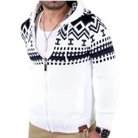 Reslad Strickpullover Reslad Herren Grobstrick Norweger Winter Strickjacke mit Kapuze RS-310 (1-tlg) Strickjacke Zipper Hoodie