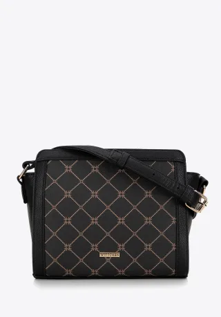 Wittchen Damen-Umhängetasche aus schwarzem Monogram-Leder