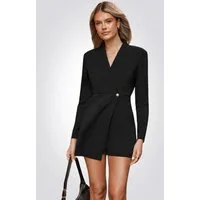 Cupshe Jumpsuit Shorts Langarm Blazer Kragen