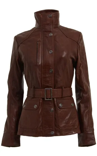 Damen-Bikerjacke im Military-Stil aus Leder – Middleton