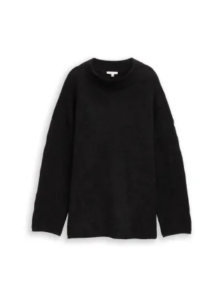 Tom Tailor - Oversize Strickpullover mit Glitzer-Effekt black lurex knit - Gr. - L