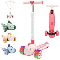 Habib Gruppe Dreiradscooter Kinderroller mit Tier-Design, 3-Rad, LED-Licht & Faltbar
