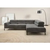 Home affaire Ecksofa Antonelli, L-Form, inkl. Kopfteilverstellung, Breite 276 cm, mit elektrischer Sitztiefenverstellung, in Cord, dunkelgrau