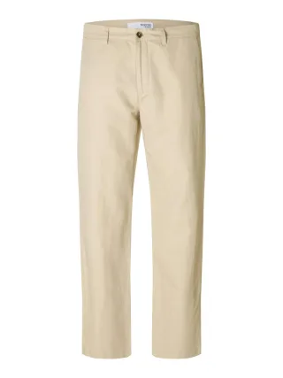 Selected - Leinenmischhose beige - Gr. - 29/32