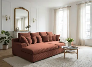 Bigsofa Couchgarnitur AROSA Megasofa in Stoff Tilia Rostbraun