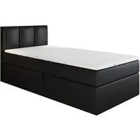 A&J MöbelLand GmbH Boxspringbett Einzelbett NASI mit Bettkasten, Topper und gepolstertem Kopfteil. (Boxspringbett mit Bettkasten und gepolstertem Kopfteil. Inclusive Topper !, TOP ANGEBOT), Länge 208 cm Höhe 106 cm