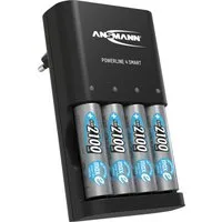 ANSMANN AG Akku Ladegerät für 1-4 NiMH AA/AAA Akkus – inkl. 4x AA 2100mAh Universal-Ladegerät