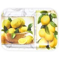 Lashuma Tablett Zitrusbaum, (1-tlg), Melamin Kaffeetablett 31x23 cm weiß gelb