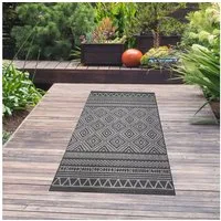 TeppichHome24 Outdoorteppich In- & Outdoorteppich in modernem Boho-Design in Anthrazit Creme, Rechteckig