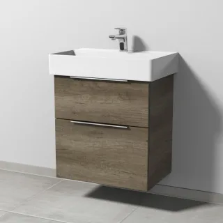 Sanipa 3way Waschtischunterbau zu Duravit Dura Square Waschtisch mit 2 Auszügen, Eiche-Nebraska UM42337