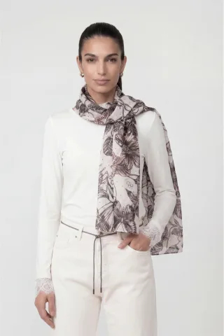 monari - Schal mit Blumenprint taupe gemustert - Gr. - OS