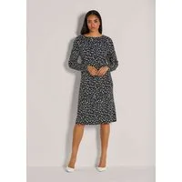 MADELEINE Midikleid Modernes Jersey-Kleid mit Leo-Print Midikleid mit Rundhals, langen Ärmeln und Taschen