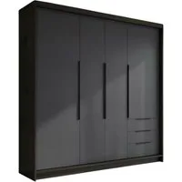 A&J MöbelLand GmbH Drehtürenschrank viertüriger Kleiderschrank mit Schubladen und Metallgriffen. (Geräumiger vier¬türiger Kleiderschrank mit Schubladen und Metallgriffen. Geräumiger Schrank mit einer Breite von 200 cm und Schubladen, ideal zur Aufbew