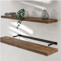 Casaria Wandboard, Dunkle Eiche Hängeregal mit Halterung 15kg Tragkraft Wohnzimmer 110cm