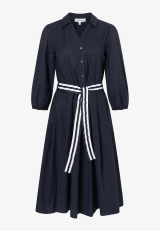 MORE & MORE - Hemdblusenkleid mit Streifengürtel blau - Gr. - 42