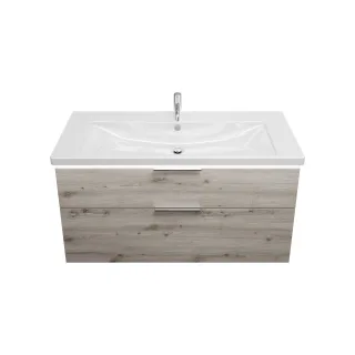 Burgbad Keramik Waschtisch-Set Eqio Eiche Dekor Silber/Alpinweiss, SEZA123F6015C0001 SEZA123F6015C0001