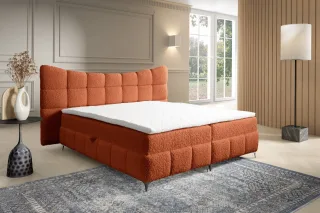 Boxspringbett Bett Schlafzimmerbett NOVA 140x200cm Stoff Rolf Rostbraun