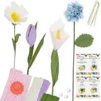 CEPEWA Papierblumen Papierblumen Bastelset DIY 4er Set Krepppapier 13,5x26x2cm 4 Sorten