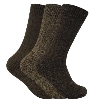 3 Paare Herren gepolsterte Sohle Wolle Mischung Wandern Socken für Stiefel