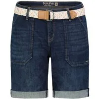 SUBLEVEL Shorts Damen Jeans Bermudas kurze Hose Baumwolle Sommer Stoff Denim Bermuda mit Stretchkomfort, mit Gürtel