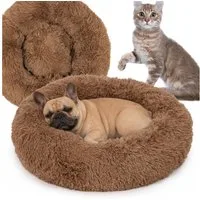 KomfortHome Tierbett Hundebett Katzenbett Donut 60cm Plüsch Shaggy Rutschfest Klein, Haustierbett Rund Flauschig Waschbar Katzen Kleine Hunde