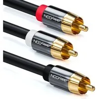 deleyCON deleyCON 3m Subwoofer Kabel Cinch RCA Y-Kabel HiFi Audio Kabel 3x Audio- & Video-Kabel