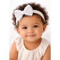 La Bortini Stirnband Baby Stirnband mit Schleife Kopfband für Taufe Kopfschmuck (Haarschmuck, festlich, für Mädchen, in Crem oder Weiß) elastisch, weich, in creme, für Taufe, Geburtstag