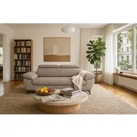 foamnova 3-Sitzer Karlstad, kompakt, komfortabel, Maße B 215 x T 100 x H 84 cm, klappbare Kopfstützen für Komfort, elegante Metallfüße in Schwarz