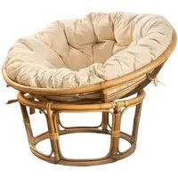 Dekoleidenschaft Relaxsessel Papasansessel aus Rattan, inkl. Kissen aus Baumwolle, beige, Korbsessel, Liegesessel, Clubsessel, Rattansessel