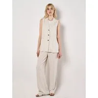 Apricot Stoffhose Weiche Nadelstreifenhosen mit elastischem Bund