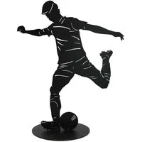 Rostikal Gartenfigur Fußball Dekofigur 40 cm Fußballspieler, Wahlweise in schwarz oder rostig