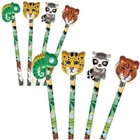 Partystrolche Bleistift Stift mit Radiergummi Topper Wilde Tiere - Mitgebsel Kindergeburtstag, (Sparset, 8-tlg)