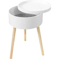 BONETTI Beistelltisch Beistelltisch rund mit Stauraum und Tablett aus Holz, ca. Ø 38 x 59 cm, Skandinavisches Design, Nachttisch