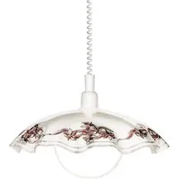 EGLO Pendelleuchte VETRO Hängelampe, Küchenlampe, florales Muster, weiß, E27, Seilzugmechanismus, ohne Leuchtmittel, Höhenverstellbar, Spieralkabel, Esstischleuchte, klassisch, 110x42cm