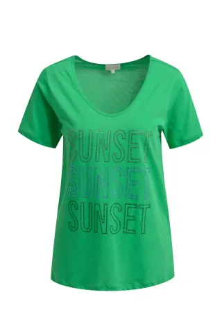 Milano Italy - T-Shirt w roundneck, 1/4 sleeves apple - Gr. - S