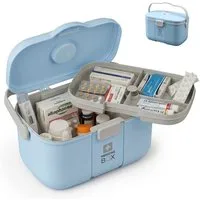relaxdays Erste-Hilfe-Koffer Medizinbox aus Kunststoff, blau