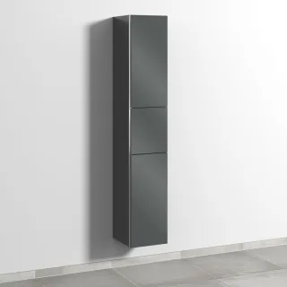 Sanipa 3way Hochschrank mit 2 Türen und 1 Auszug, Anthrazit-Glanz BS10179
