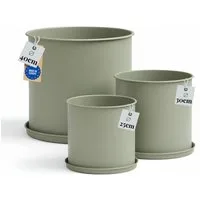 LIVLIG Pflanzkübel Blumentopf mit Untersetzer groß draußen, Übertopf für Pflanzen (3er-Set), Ø 25 cm, 30 cm & 40 cm