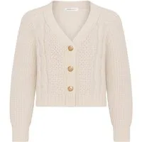 SASSYCLASSY Cardigan Zopfstrick-Cardigan mit Knopfleiste für Damen Lockerer Cardigan aus Strick im verkürzten Design Beige Rosa Grün