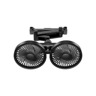Car Seat Fan Dual Head 3 Speed 3300RPM Digital Display Foldable 5V USB Rechargeable Rear-Seat Mount Suction Cup Bracket