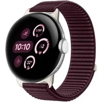 Wigento Smartwatch-Armband Für Google Pixel Watch 4 / 3 / 2 / 1 41mm Nylon Armband Klett Weinrot, Klettverschluss, Metallanschluss
