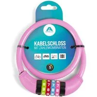 Apollo Zahlenkabelschloss Kinder Fahrradschloss – Zahlenschloss - auch für Scooter und Laufräder, 65 cm Länge, 300 g, 10.000 Kombinationen