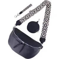 MIRROSI Bauchtasche Damen Taschen, Umhängetasche, Brusttasche, 30x19x10cm Veganes Leder (Schultertasche für jeden Anlass, (dazu 1x Schlüsselband und 1x Münzenbeutel), Crossbody Bag, Bohemian gemusterten & verstellbaren Schulterriemen
