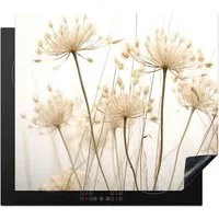MuchoWow Herd-Abdeckplatte Blumen - Weiß - Sonnenlicht, Vinyl, (1 tlg), Küche Herdabdeckplatte Ceranfeld Vinyl Einteilig, 59x52 cm