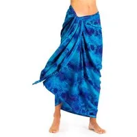 PANASIAM Sarong Pareo Tuch blickdicht Blautöne aus Viskose - Strandtuch & Wickelkleid, Viskose, Wickelrock - Bikini Cover-up - großes Schultertuch für Damen & Herren