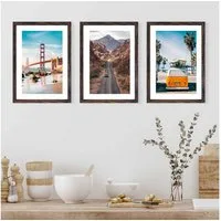 PHOTOLINI Bilderrahmen 3er Set modern mit bruchsicherem Acrylglas, Holz MDF, Fotos & Poster, für 3 Bilder (3er Set), Posterrahmen 20x30 cm zum Aufhängen & Aufstellen
